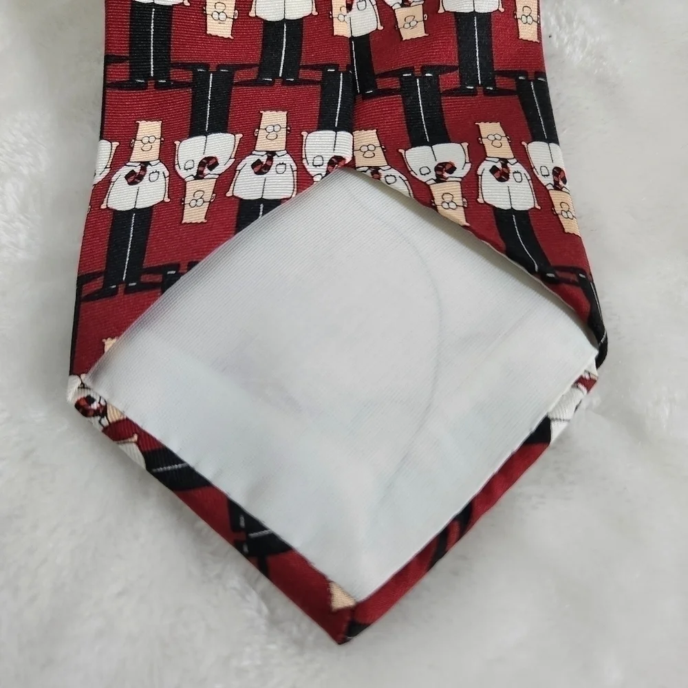 Dilbert Softwear Vintage Comic Strip Silk USA Burgundy Maroon Necktie Tie